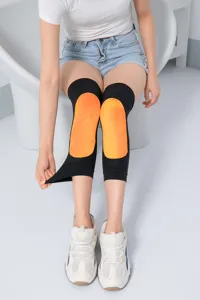 Thermal knitted knee warmers with fleece lining, thick winter joint support sleeves for outdoor cold.