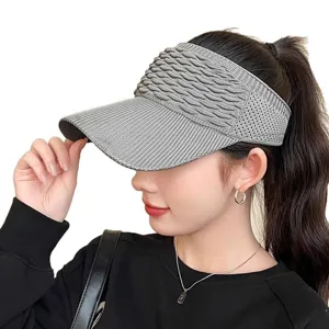Chapeau visière vide d'été pour femmes, tricot respirant anti-UV casquette de sport en plein air.