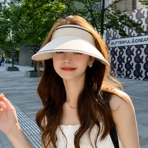 Summer anti-UV empty top sun hat with wide brim for women outdoor wear daily.