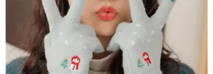 Guanti invernali touch screen carini da donna, caldi guanti in lana lavorati a maglia.