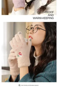 Guanti invernali touchscreen da donna simpatici lavorati a maglia spessi e caldi invernali