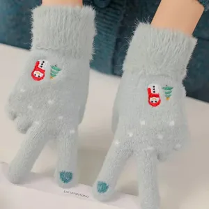 Guanti invernali touchscreen da donna carini lavorati a maglia spessi in lana caldi