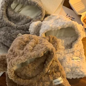 Sciarpa con cappuccio orsetto peluche inverno caldo spesso berretto carino per donna