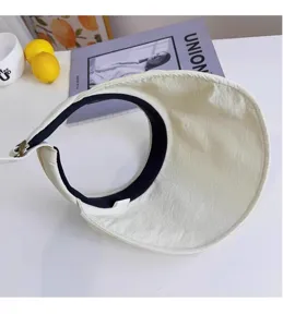 White organza mesh sun visor hat summer lightweight empty top beach travel sun protection hat