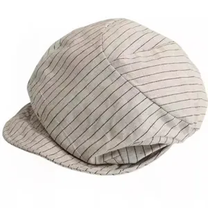Women striped cotton linen newsboy cap retro beret hat breathable spring summer vintage style