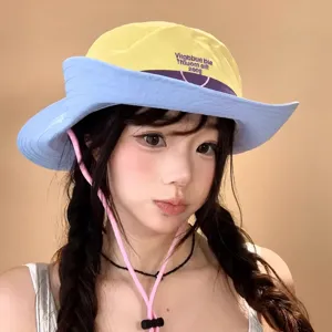 Cappello da pescatore colorblock con protezione solare ad asciugatura rapida coreano