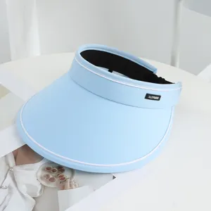 Light Blue Sun Visor Hat Wide Brim Empty Top Summer UV Protection Casual Sun Hat