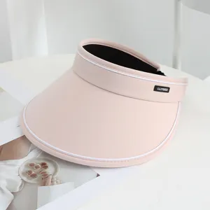 Women's wide brim empty top sun visor hat, lightweight foldable summer beach cap.