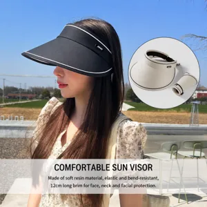 Women summer sun visor hat outdoor foldable wide brim empty top beach cap for casual sports.
