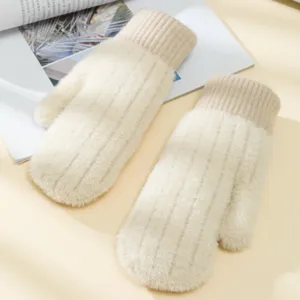 Moffole calde in peluche invernale da donna, guanti spessi e soffici carini per tempo freddo.
