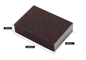 Emery sponge cleaning block for kitchen pots, durable household scouring pad with dimensions.