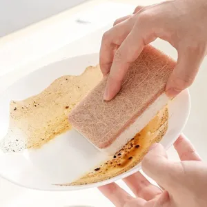 Kitchen wood pulp sponge dish washing cleaning pad double sided scourer block tool