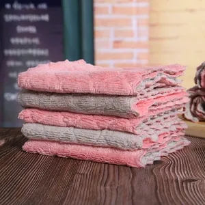 Thickened coral fleece dish towel absorbent cleaning rag for kitchen table and bowl wiping