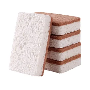 Thick wood pulp sponge kitchen dishwashing cleaning sponge scrub pad set for household cleaning
