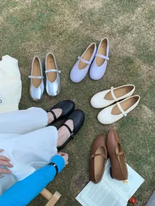 Koreanische Vintage Mary Jane flache Schuhe Damen weiche Freizeitschuhe verschiedene Farben