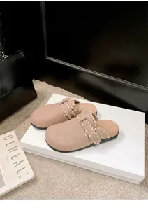 Gemütliche gefütterte Damen Clogs Winter warme Pantoletten flache Freizeitschuhe für Alltag.