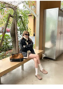 2025 Winter Damen Gefütterte Clogs Schuhe Dicke Sohle Slip On Pantoletten Bequeme Hausschuhe