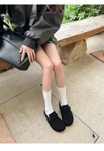 Damen gefütterte bequeme Clogs warme dicke Sohle Hausschuhe Herbst Winter Freizeit Schuhe