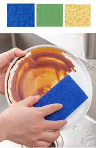 Kitchen wood pulp dishwashing sponge multi-color thick cleaning scrubbing pad for plates