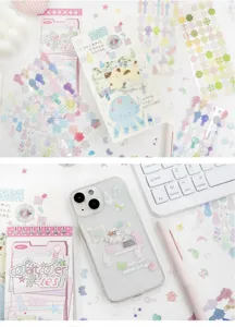 Transparent decorative sticker book detail view, Korean ins style DIY journal supplies.