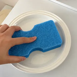 High density sponge cleaning block for kitchen dish washing, durable household cleaning tool main view.