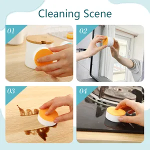 Household magic eraser sponge cleaning block for kitchen dish and tea stain removal.