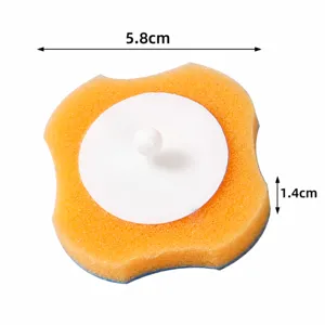 Disposable toilet brush replacement head, yellow flower shaped sponge with white base SKU
