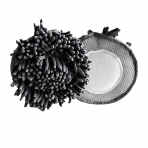 Grey round chenille microfiber steam mop replacement pad, highly absorbent and durable cleaning tool.