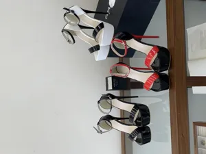 Patent leather platform stiletto high heels ankle strap pole dancing dress shoes for women
