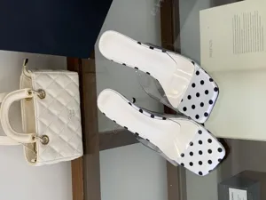 French polka dot transparent high heel mules summer outdoor thin heel sandals detail