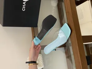 Summer transparent high heel mules for women, clear strap thin heel sandals, elegant party shoes.