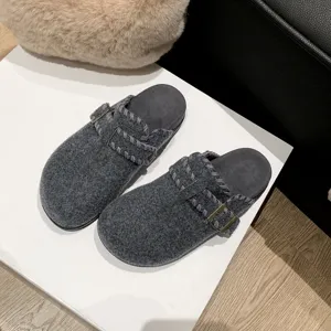 Damen gefütterte Winter Clogs Hausschuhe mit Schnalle gemütliche bequeme Freizeitschuhe