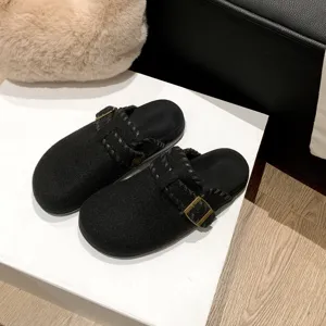 Gefütterte warme Plüsch Clogs Damen Winter dicke Sohle Slip-on Hausschuhe Freizeitschuhe