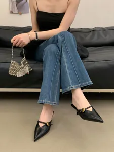 Scarpe donna mules tacco gattino francese punta affusolata primavera estate scarpe eleganti