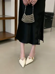 Mules a punta con tacco gattino da donna scarpe slip-on eleganti per abbinamento