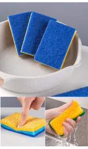 Thickened kitchen cleaning sponge block for dishwashing, dual-side scrubbing and absorbent.