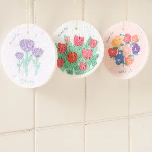 Compressed wood pulp sponge kitchen cleaning dishwashing sponge cute floral design