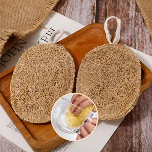 Natural Loofah Dishcloth Plant Fiber Pot Scrubber Kitchen Cleaning Sponge With Lanyard Eco Friendly Tableware Dish Brush