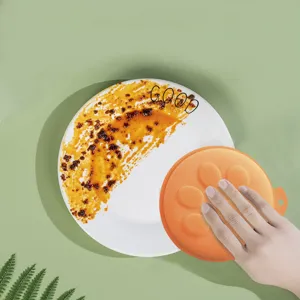 Round kitchen dishwashing sponge double sided cleaning scouring pad for pan and pot washing.