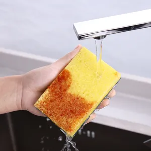Wood pulp sponge scouring pad for kitchen dishwashing and oil cleaning main product view