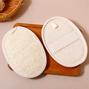Natural Luffa Sponge Bath Exfoliating Scrub Pad with Hand Strap for Body Shower Cleaning