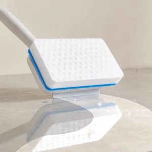 Bathroom cleaning brush with nano sponge and silicone squeegee for tiles and glass surfaces