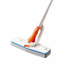 Hand-free squeeze sponge mop, double folding wet dry floor cleaning mop for home use.