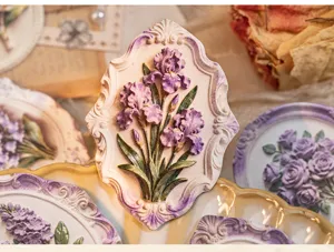 Lot de stickers floraux en relief vintage pour decoration de journal DIY et loisirs.