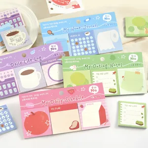 Joli ensemble de mini notes adhésives bloc-notes créatif papeterie de journal 90 feuilles