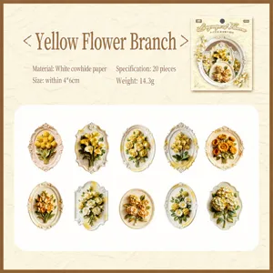 Pack d'autocollants floraux en relief vintage scrapbooking matériel décoratif 20pcs.