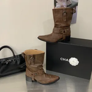 Bottes de cowboy western à bout pointu vintage marron pour femmes vue détaillée