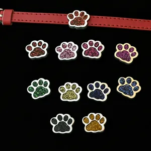 Mignons Breloques Empreinte de Chien Paillettes en Alliage Pendentifs Forme de Patte d'Animal Émaillés pour Fabrication de Bijoux DIY Bracelet Collier