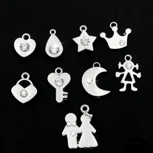Breloques en Alliage de Zinc avec Strass Polie Électroplaqué Petits Pendentifs pour Fabrication de DIY Collier Bracelet Porte-clés Boucles d'Oreilles Accessoires
