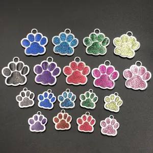 Pendentifs en alliage avec empreinte de patte scintillante pour accessoires DIY